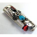 シルバー 　ターコイズ サンゴ　ライターケース pinto_lighter-3