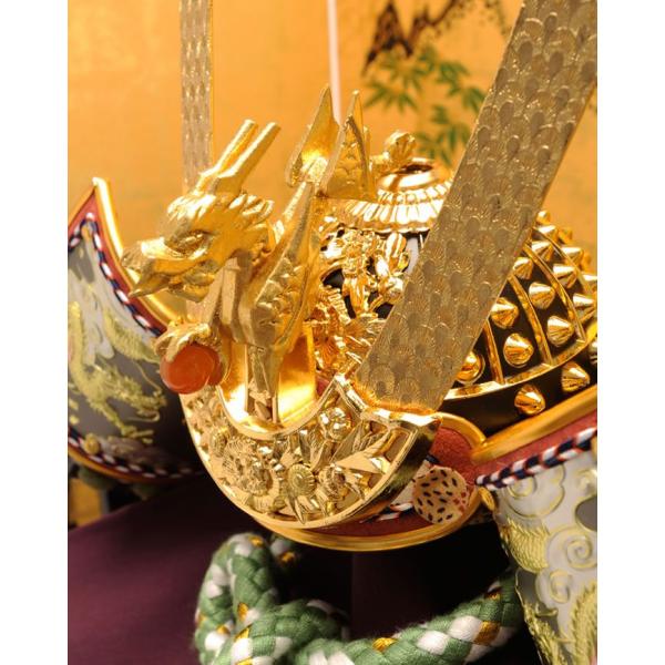 100周年記念祭】五月人形 兜飾り 新型丹後竜兜 高床屏風 岩山に虎絵 15
