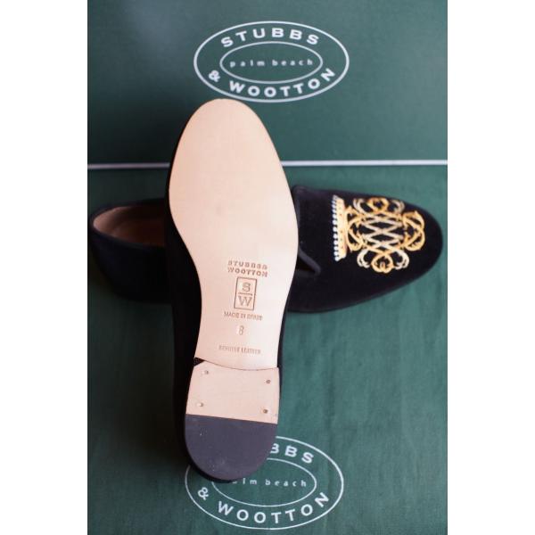 【STUBBS & WOOTTON 】スリッポン Celebrate Black Velvet Slipper (Men)