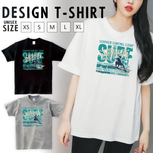 Tシャツ レディース 半袖 トップス ブランド ユニセックス メンズ プリントTシャツ ペア サーフ サーフィン 夏 ハワイ ロゴ かっこいい おしゃれ