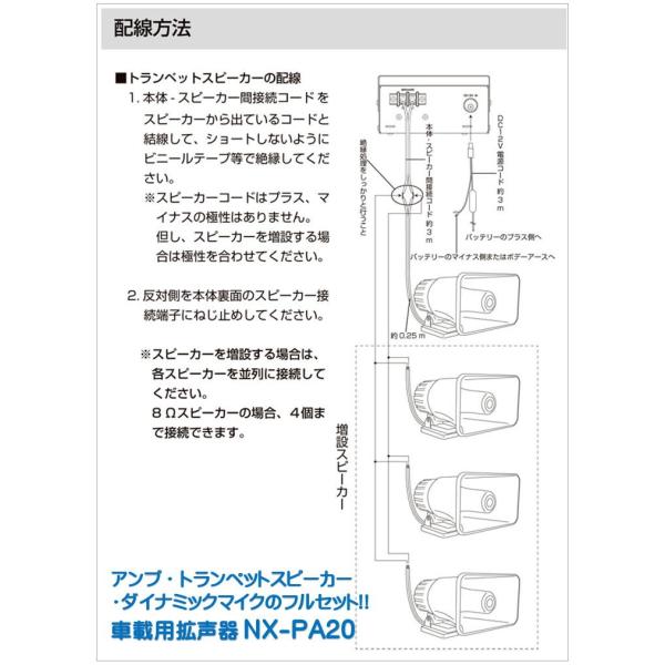 NX-PA20車載用拡声器）アンプ / トランペットスピーカー/ ダイナミック