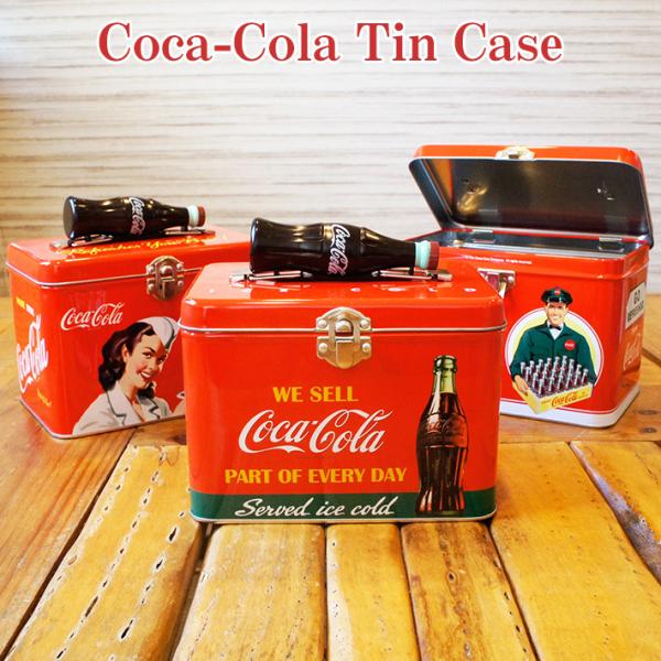 コカコーラ ブリキケース Coca-Cola Tin Case Handle 小物入れ 