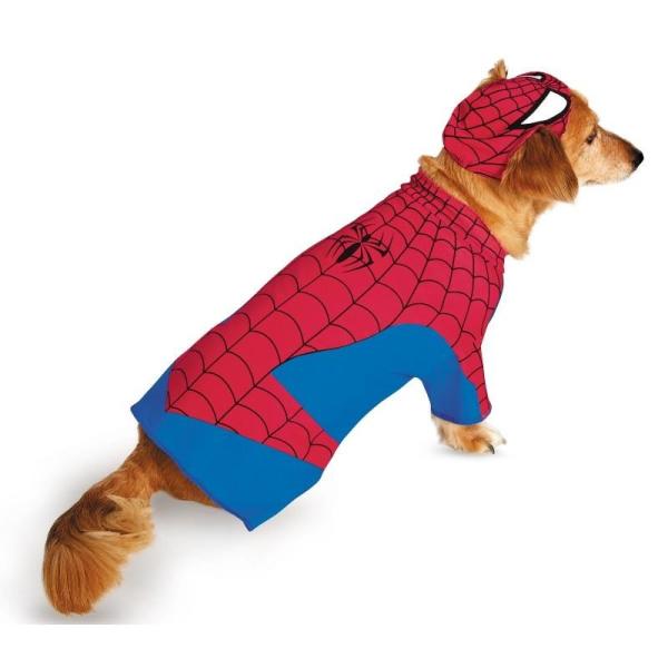 スパイダーマン コスプレ 犬服 ヘッドピース付き スーパーヒーロー