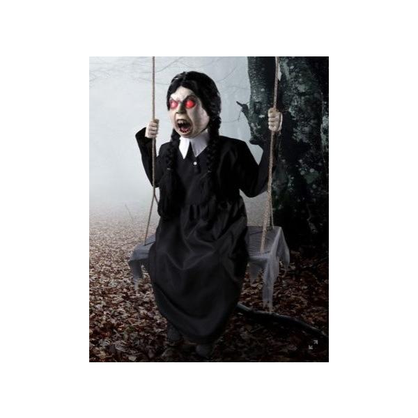 ハロウィン 怖い センサー 動く 電動 人形 ブランコに乗る少女