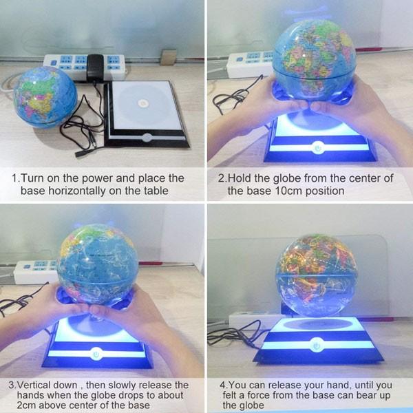 LED 電磁誘導 マグネットグローブ 中に浮く 地球儀 15cm 神秘的 インテリア 幻想的 サイエンストイ 知育玩具 世界地図 教育 グッズ  /【Buyee】