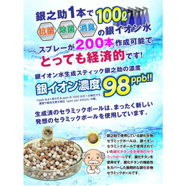 銀イオン水精製スティック セラミック 100L作れる 銀之助 除菌 抗菌 消臭用銀イオン水が手軽に作れる 超音波式加湿器のお手入れにも /【Buyee】