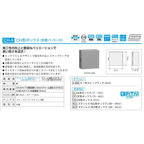 日東工業CH25-56AC CH形ボックス（防塵パッキン付) フカサ：250 mm