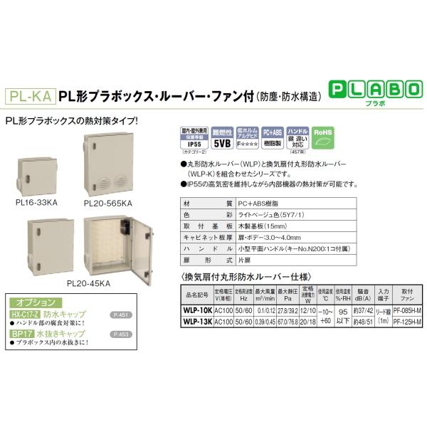 日東工業 PL16-34KA PL形プラボックス・ルーバー、換気扇付 屋内外兼用