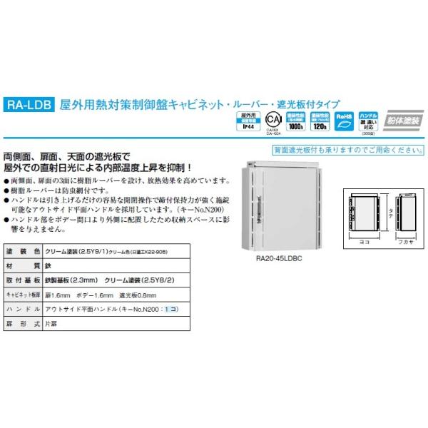 日東工業RA20-45LDBC 屋外用熱対策制御盤キャビネット・ルーバー・遮光