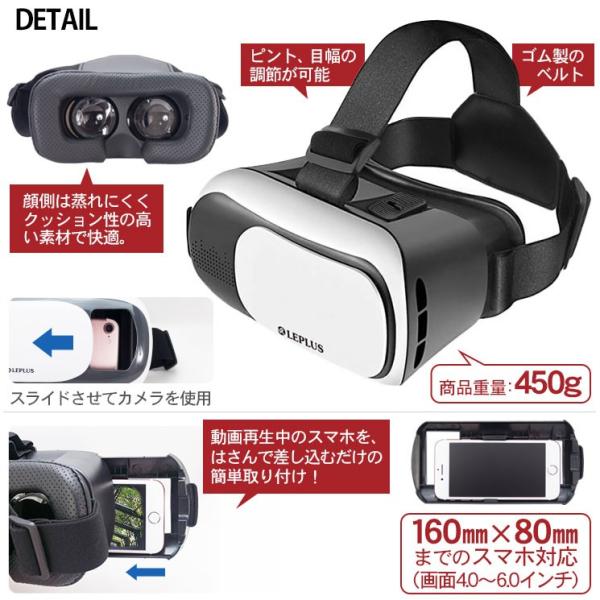3D VR ヘッドセット VR PLAY スマートフォン用 VRゴーグル 目幅調節  