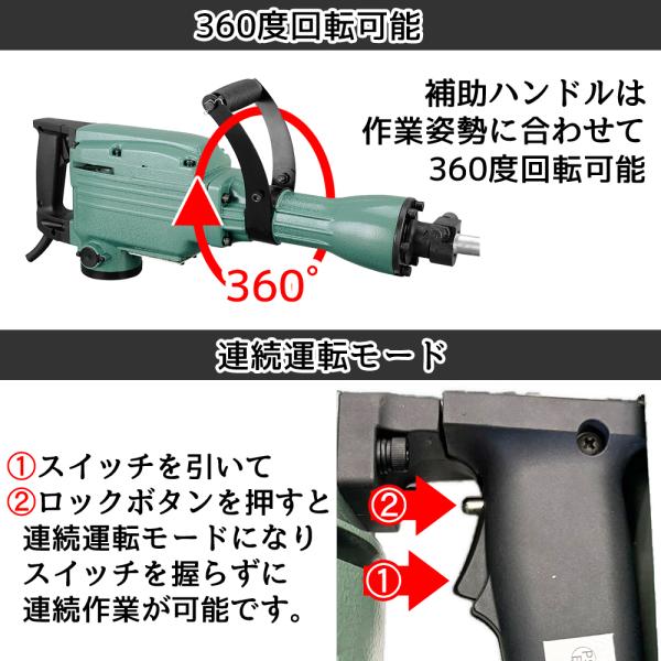 電動はつり機 コンクリート ハンマー ハツリ はつり 電動ハンマー ドリル 1400回転 収納ケース付 粉砕 打撃 ブルポイント コールドチゼル ### ハンマーDH-6501### /【Buyee】