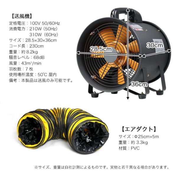 送風機 ダクトホース セット Φ250mm ポータブルファン 電動送風機 電動ファン エアダクト 換気 送風 排気 業務用 換気扇 扇風機  ###送風機BTS250+ダクト◇### /【Buyee】