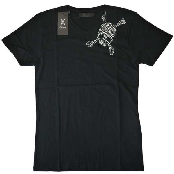 ロエン　Roen メタルスタッズスワロフスキースカル　レイヤードTシャツ　48L ロエン Roen メタルスタッズスワロフスキースカル レイヤードT