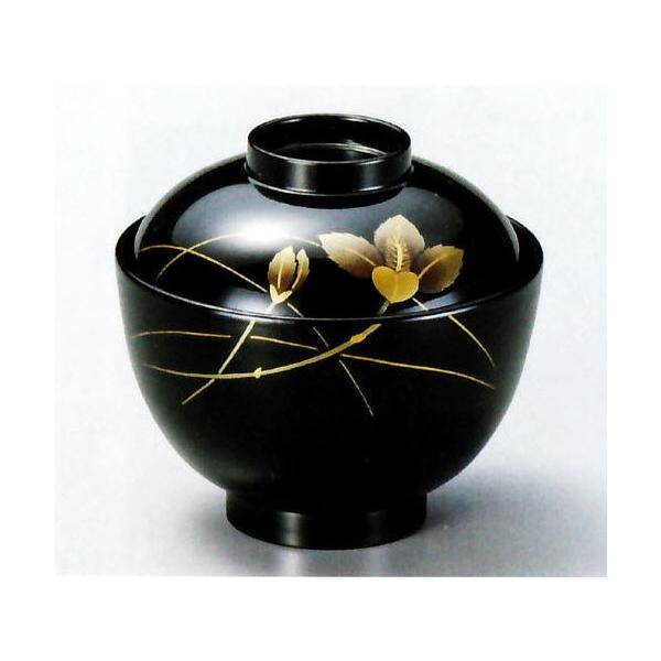 会津塗漆器 椀 5個セット 黒 金色花模様 会津塗り 蓋付き 吸い物