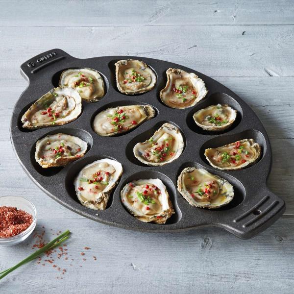 Sur La Table Cast Iron Oyster Pan, 12 Cavity, Black