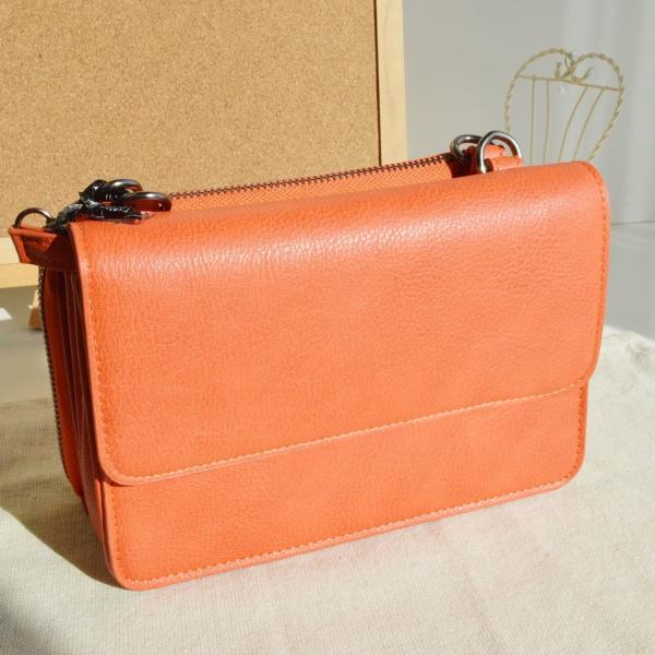 お財布ポシェット ミニショルダー バッグ オレンジ ORANGE 長