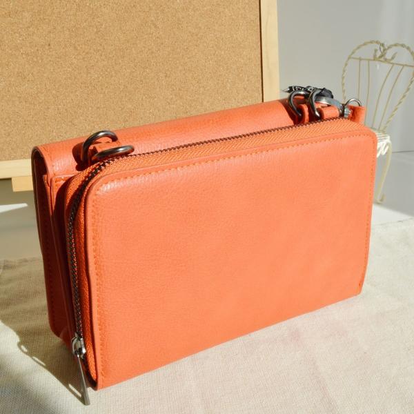 お財布ポシェット ミニショルダー バッグ オレンジ ORANGE 長