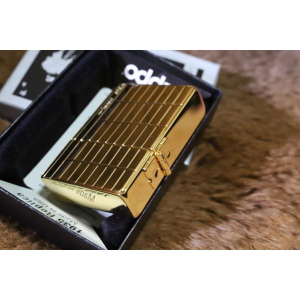 1935 復刻レプリカ ZIPPO ゴールドスクエアカット 両面加工 インナー金 