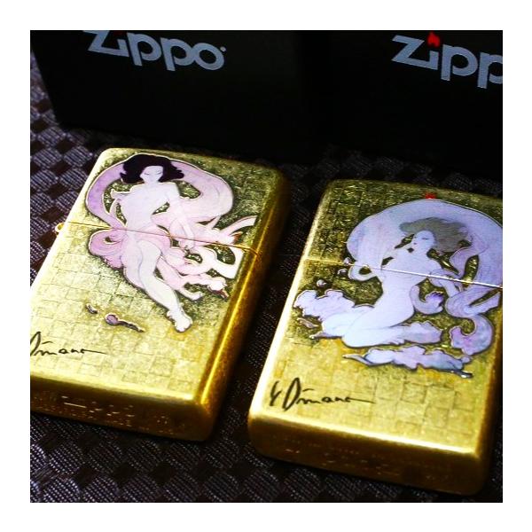 天野喜孝ZIPPO 風神雷神ジッポーセット金箔風仕上げ立体絵柄彫り天野 