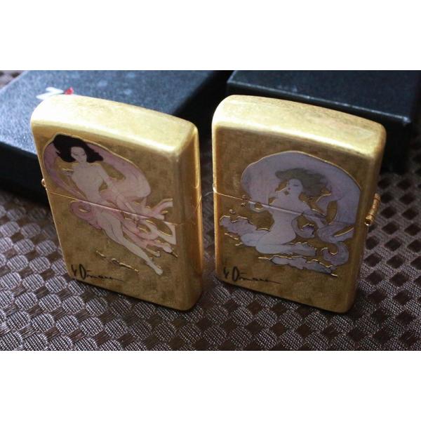 天野喜孝ZIPPO 風神雷神ジッポーセット金箔風仕上げ立体絵柄彫り天野