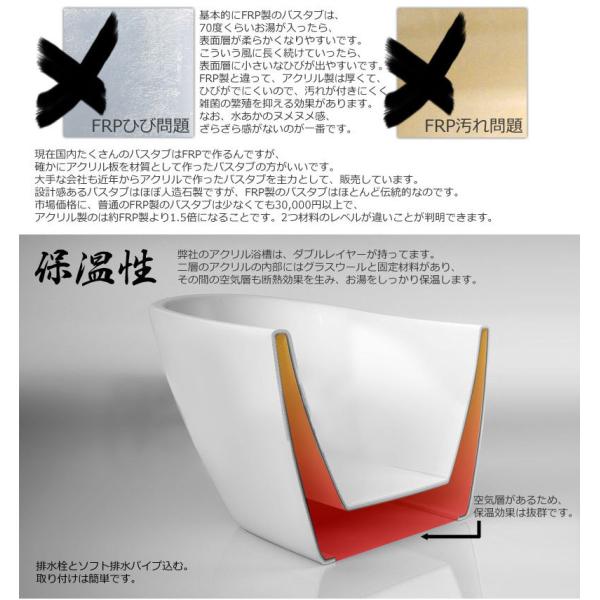 150cmヴィクトリア独立置き型浴槽バスタブ人造大理石二重アクリル風呂 