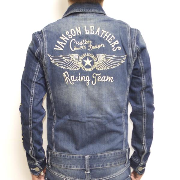 VANSON（バンソン）デニム刺繍オールインワン つなぎ フライングスター