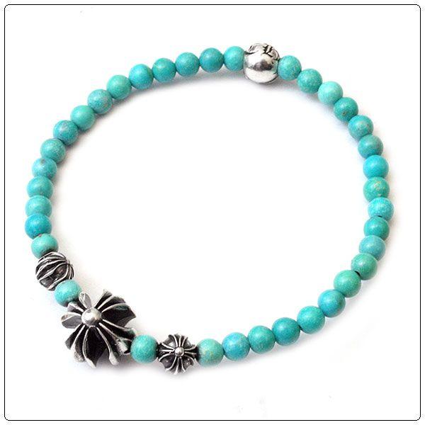 クロムハーツ Chrome Hearts ビード 4MM ターコイズ プラスクロス