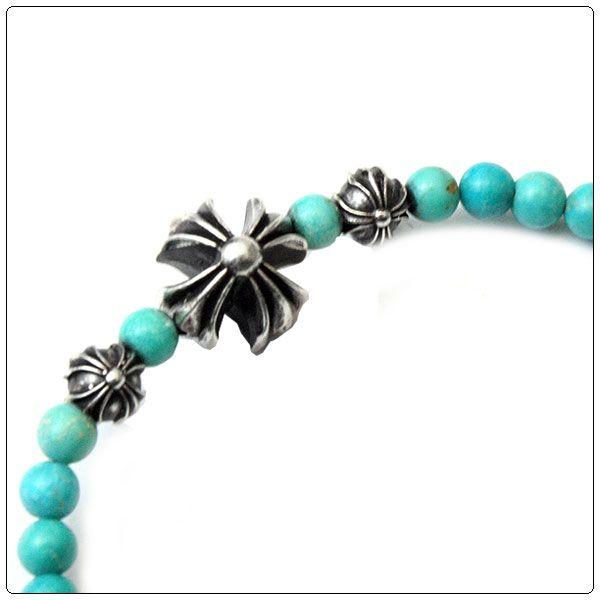 クロムハーツ Chrome Hearts ビード 4MM ターコイズ プラスクロス