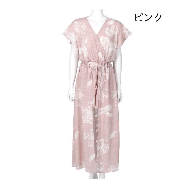 大花柄インショーパンオールインワン（オールインワン 半袖 ロンパース 