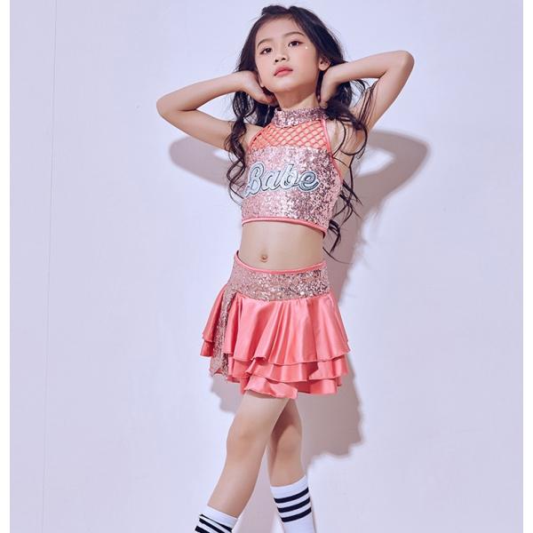 ダンス衣装 ガールズ ダンス 衣装 スパンコール ヒップホップ