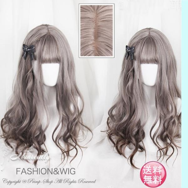 ウィッグ ゆめかわ ウィッグ ロング ブラウン ゆるウェーブ ウィッグ