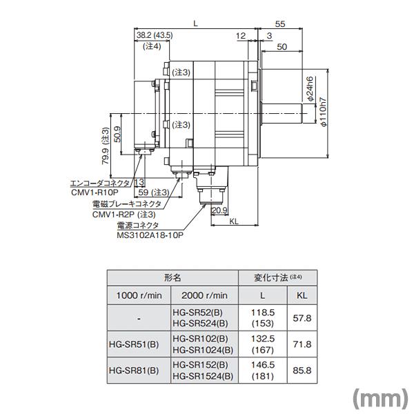 三菱電機HG-SR102 サーボモータHG-SR 2000r/minシリーズ（中慣性・中