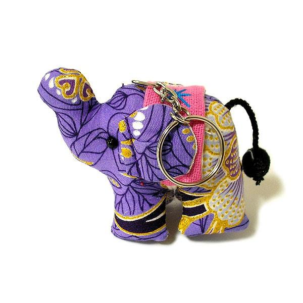 象さんのキーホルダー 紫系 アジアン雑貨 バリ雑貨 タイ ゾウ