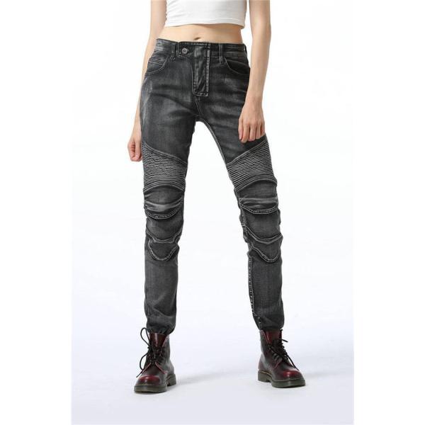LOONG BIKERバイクジーンズ 女性 バイクパンツ 春秋冬 デニム