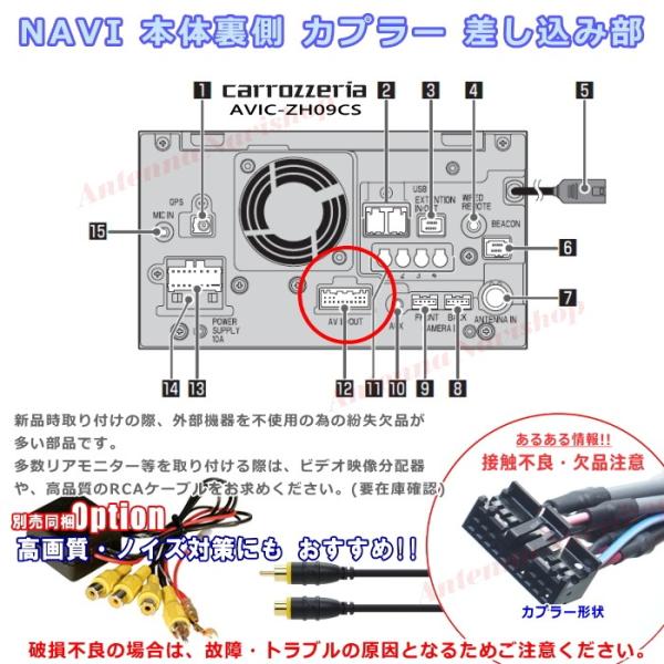 パイオニア カロッツェリア AVIC-ZH09CS 純正品 RCA入出力ケーブル