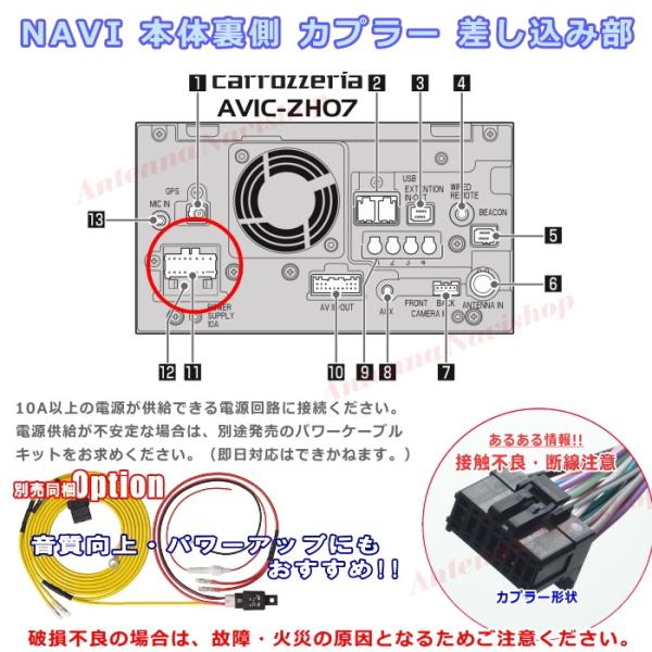 パイオニアカロッツェリアAVIC-ZH07 純正品メイン電源コード新品(W36