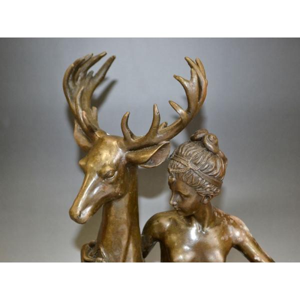 ブロンズ像 大理石台座 裸婦に鹿 1811-294 /【Buyee】 Buyee