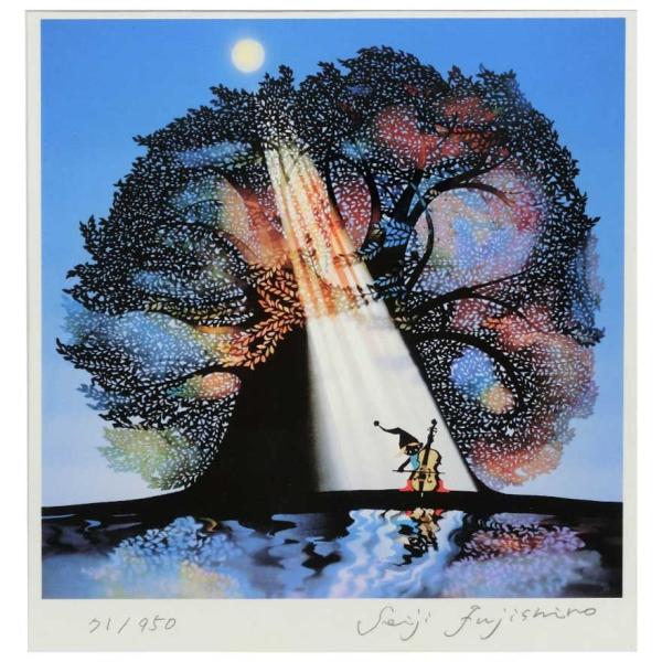 真作■藤城清治 四季のメルヘン 秋 月光の響■版画 絵画 レフグラフ 藤城清治レフグラフ「月光の響き」 四季のメルヘン秋/【Buyee】