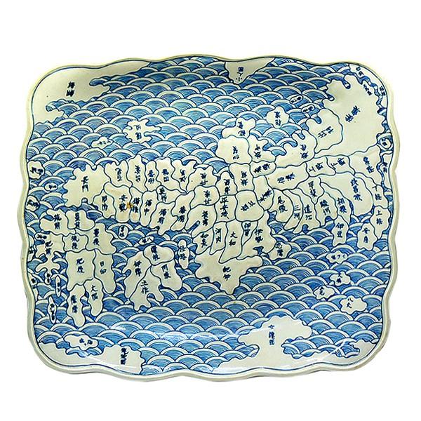 古伊万里 染付 地図皿 天保年制 古伊万里 染付地図大皿 天保年製 箱付 /【Buyee】 Buyee - Japanese