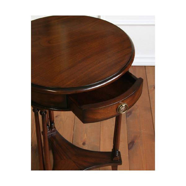 サイドテーブル ナイトテーブル 丸型 引出し付 マホガニー材