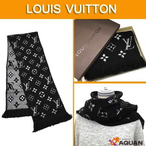 ルイヴィトン LOUIS VUITTON エシャルプ・ロゴマニアシャイン M75833 マフラー メンズ レディース 男女兼用 ウール×シルク  ブラック 送料無料 /【Buyee】