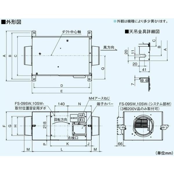 BFS-65SUG2 三菱電機空調用送風機ストレートシロッコファン天吊埋込タイプ消音形/【Buyee】