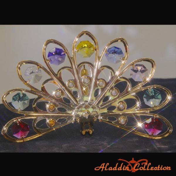 スワロフスキー オーナメント 孔雀 クジャク 置物 合金製 クリスタル