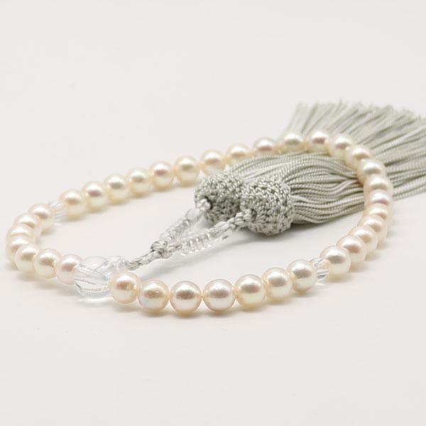 【花珠級の照り】百貨店⭐︎ あこや真珠 本真珠　アコヤパール 真珠 数珠 パール 念珠 あこや真珠 数珠 7.5mm-8mm ホワイト