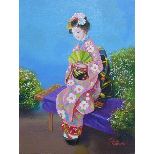 肉質油絵　立て　F12 舞妓　竹内敏彦　額装仕上げ品 肉質油絵 立て F12 舞妓 竹内敏彦 額装仕上げ品