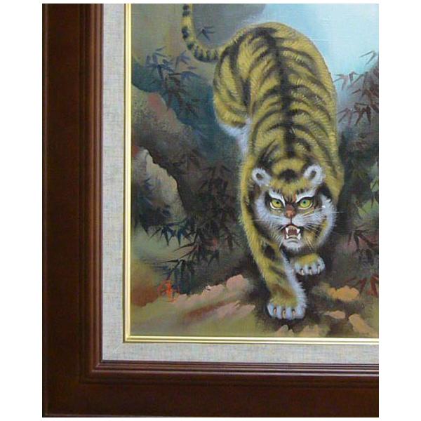 竹内敏彦 絵画 油絵 肉筆油絵 動物画 縁起物 虎図 F20