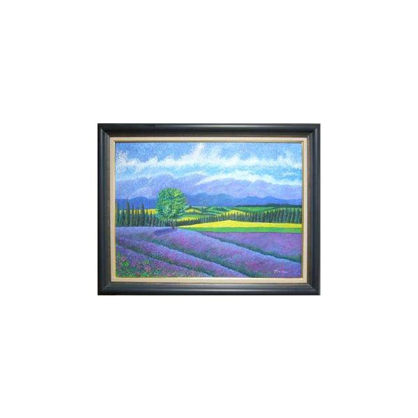 絵画 油絵 田村隆枝 肉筆油絵 点描画 ラベンダー畑 F30 /【Buyee】