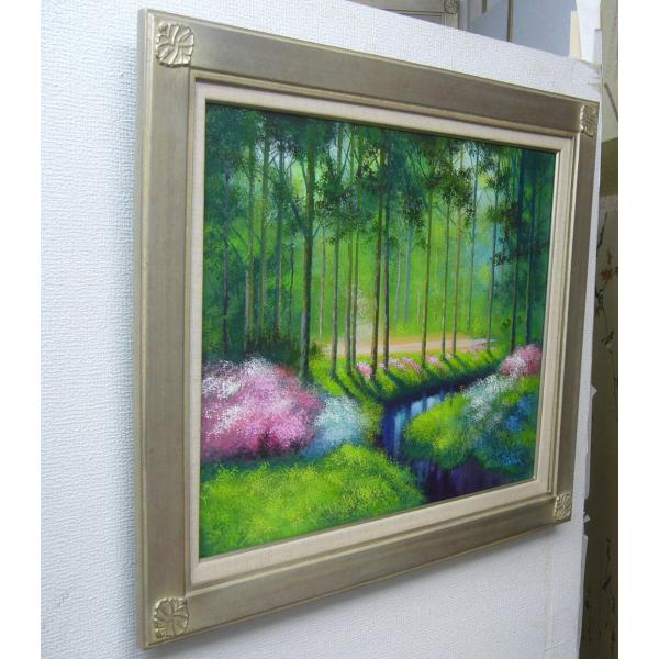 竹内敏彦・絵画・肉筆油絵・風景画 花咲く小川 F12 竹内敏彦・絵画・肉筆油絵・風景画 花咲く小川 F12