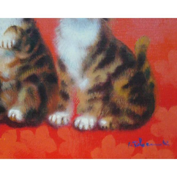 絵画 油絵 竹内敏彦 肉筆油絵 動物画 シャボン玉 子猫 F8