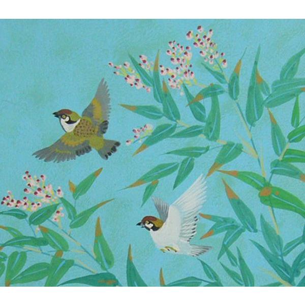 絵画 日本画 竹内敏彦(春光) 動物画 雨後 雀 Ｆ10 送料無料 /【Buyee ...